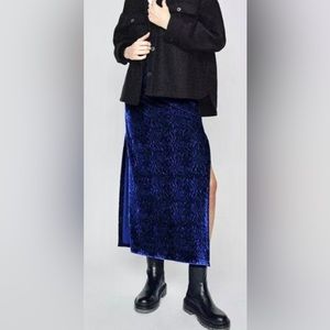 Zara Cobalt Blue Velvet Skirt